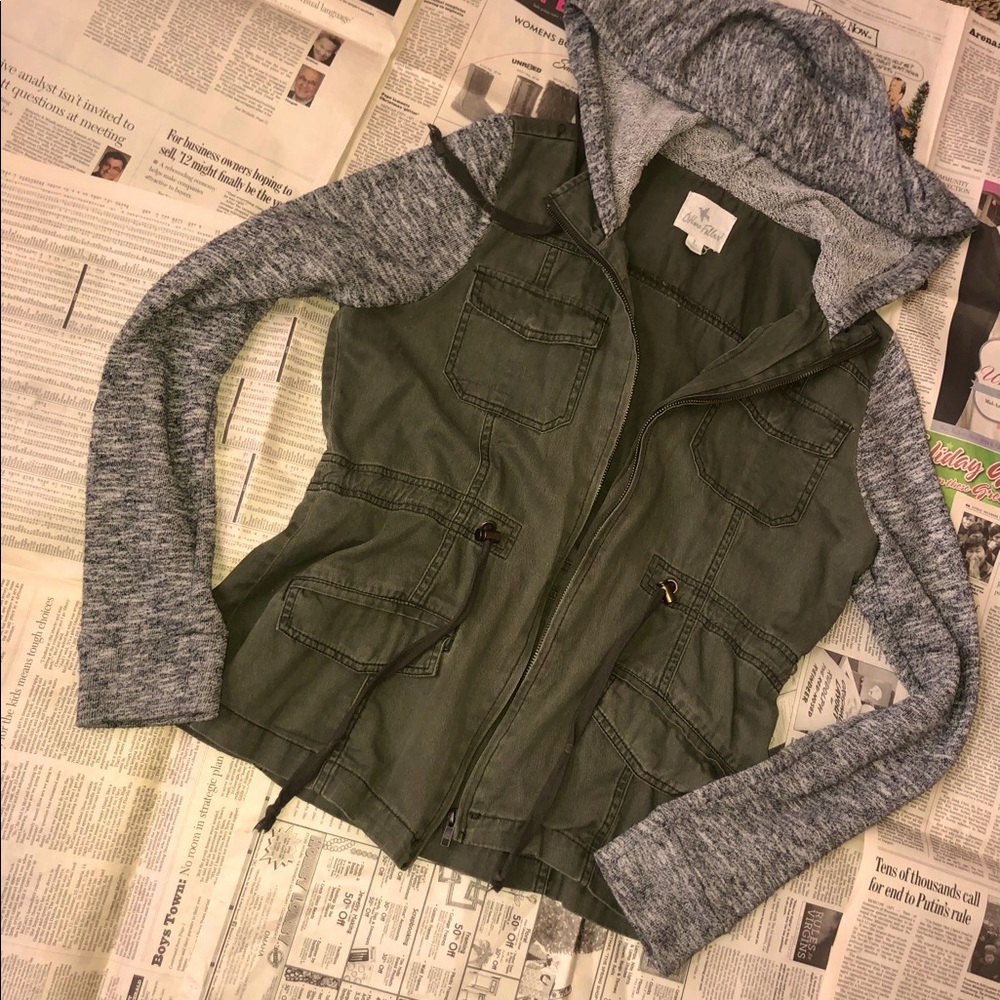 Olive green and gray jacket